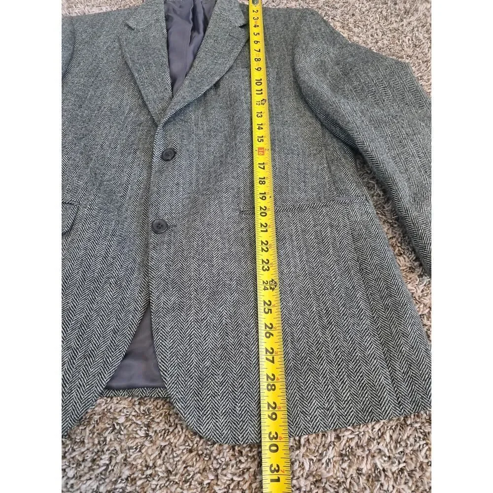 Lauren Ralph Lauren Gray Herringbone Wool Blazer Men's 40S Classic Tweed Preppy